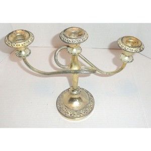 Vintage EP-Zinc England Silver Plated 10" High 3 Arm Candle Holder Candelabra